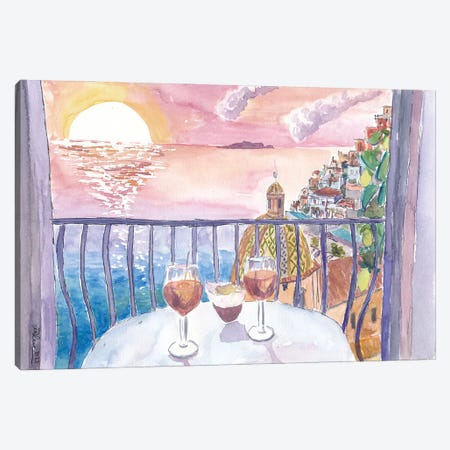 Unforgettable Incredible Amalfi Sunset View Terrace With Infinite Sea View And Sundowner Drinks Canvas Print #MMB863} by Markus & Martina Bleichner Canvas Print