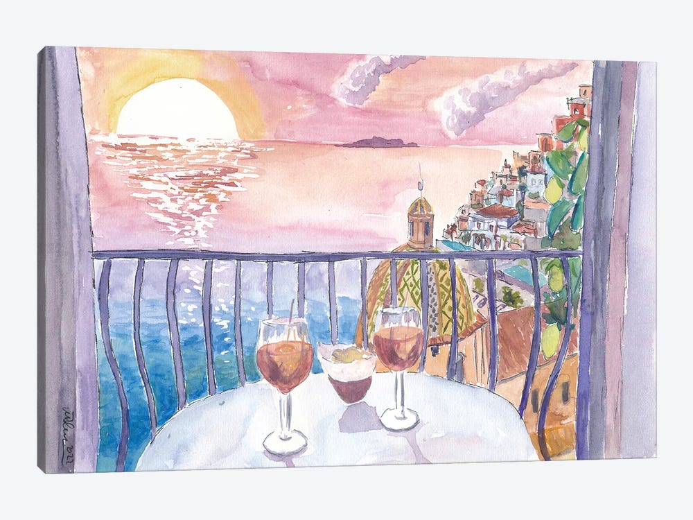 Unforgettable Incredible Amalfi Sunset View Terrace With Infinite Sea View And Sundowner Drinks by Markus & Martina Bleichner 1-piece Canvas Art Print