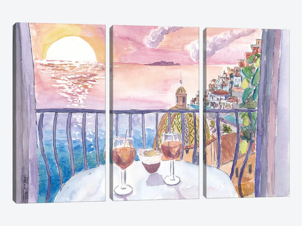 Unforgettable Incredible Amalfi Sunset View Terrace With Infinite Sea View And Sundowner Drinks by Markus & Martina Bleichner 3-piece Art Print