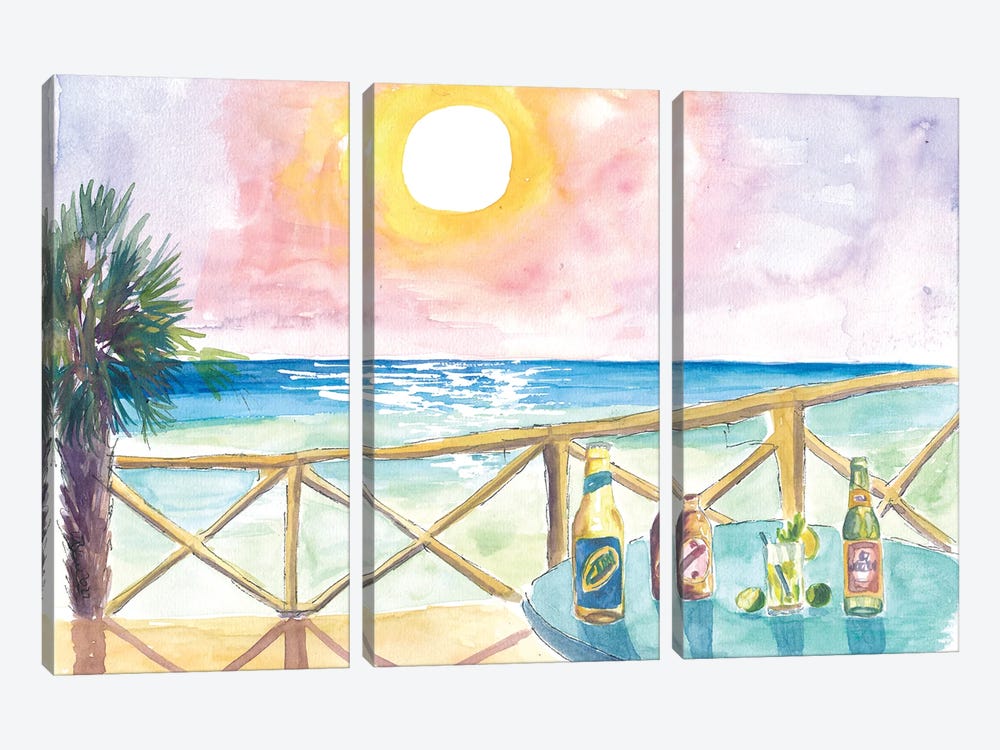 Caribbean Drinks At The West Indies Beach by Markus & Martina Bleichner 3-piece Canvas Wall Art