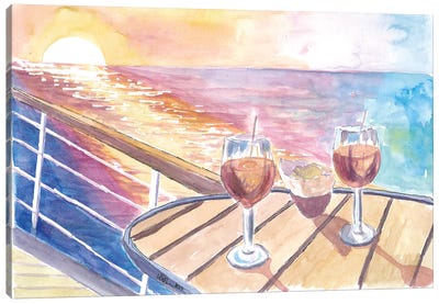 Cruise Dreams With Sunset Cocktails And Endless Sea Views Canvas Art Print - Cruise Ship Art