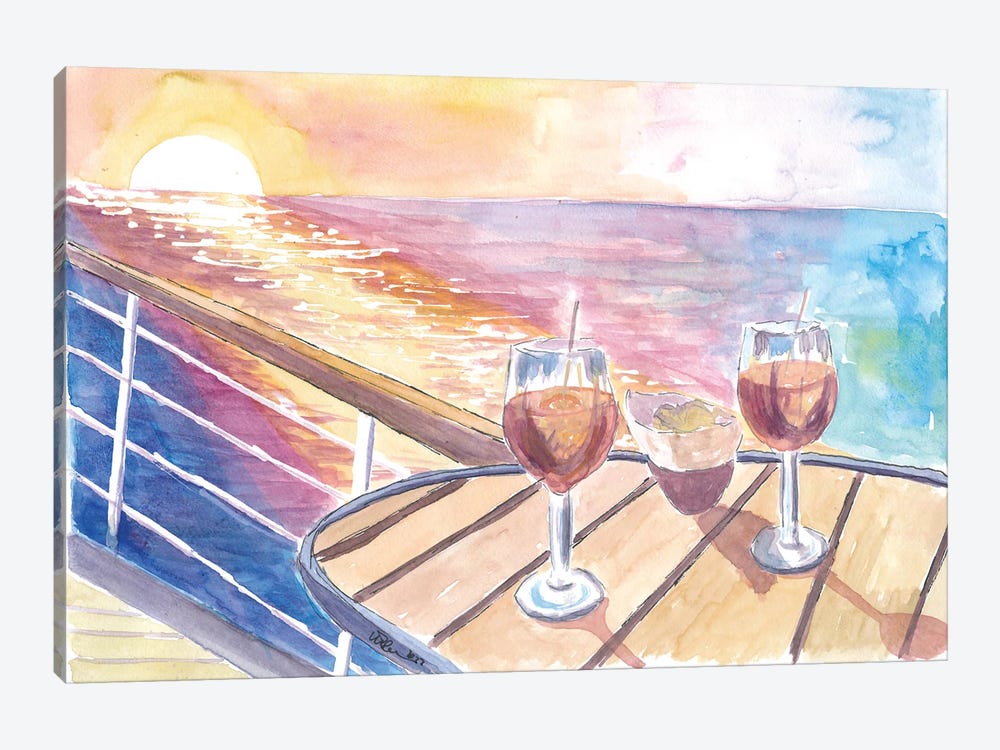 Cruise Dreams With Sunset Cocktails And Endless Sea Views by Markus & Martina Bleichner 1-piece Art Print