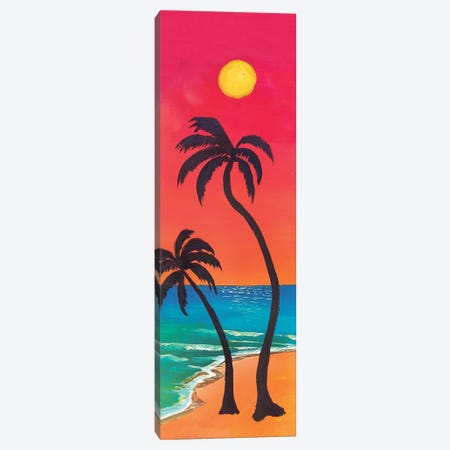 Beach Life With Palms, Waves And Sunset Canvas Print #MMB868} by Markus & Martina Bleichner Canvas Print