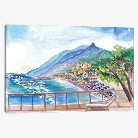 Amalfi Coast Gorgeous Terrace View With Lemons, Coast And Houses Canvas Print #MMB869} by Markus & Martina Bleichner Canvas Art Print