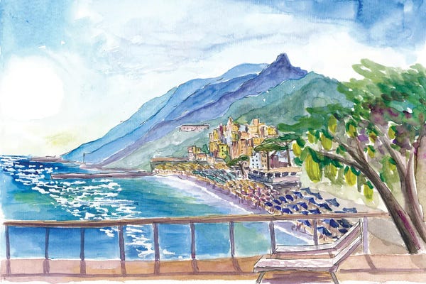 Markus & Martina Bleichner: Amalfi Coast Gorgeous Terrace View With Lemons, Coast And Houses by Markus & Martina Bleichner