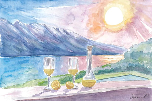 Markus & Martina Bleichner: Lake Garda With Limoncello And Incredible View Of Mountains And Seashore by Markus & Martina Bleichner