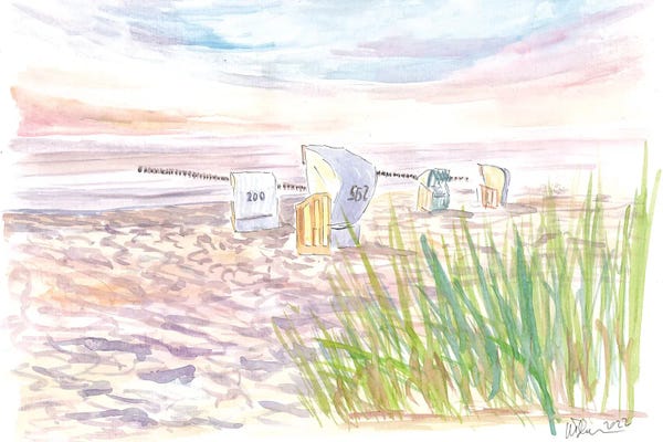 Markus & Martina Bleichner: Baltic Sea Beach Chairs And Sunset Romance by Markus & Martina Bleichner