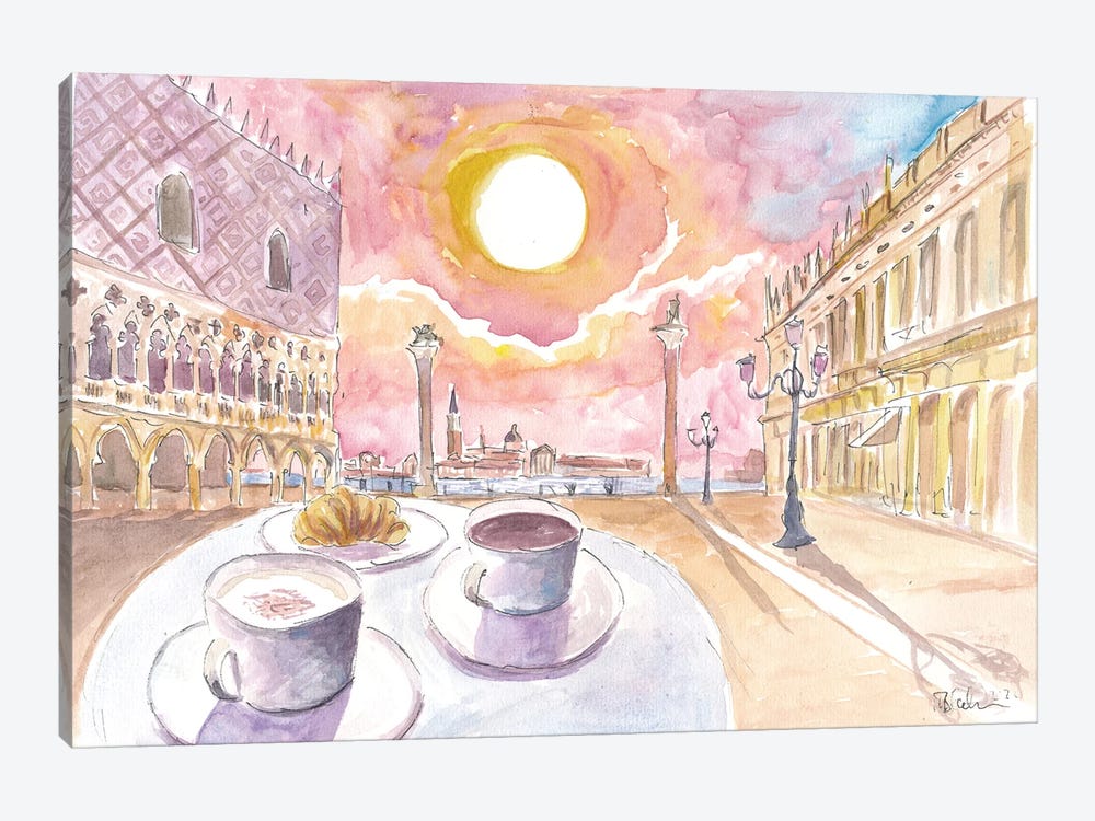 Saint Mark's Square With Coffee And Brioche by Markus & Martina Bleichner 1-piece Canvas Print