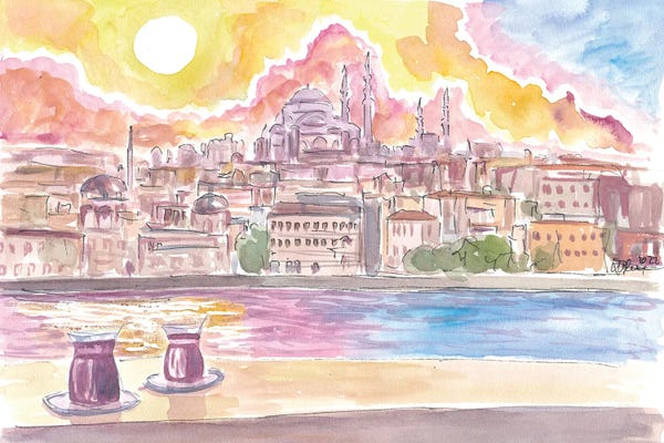 Markus & Martina Bleichner: Istanbul Turkey Amazing City View With Skyline And Tea by Markus & Martina Bleichner