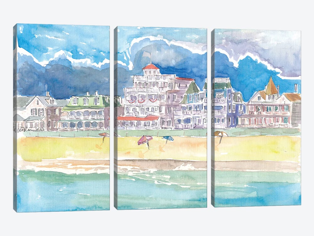 Cape May New Jersey Typical Beach Scene by Markus & Martina Bleichner 3-piece Canvas Art Print