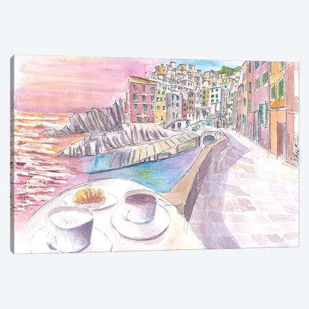 Riomaggiore Cinque Terre Relaxed Morning With Brioche And Coffee Canvas Print #MMB882} by Markus & Martina Bleichner Canvas Art Print