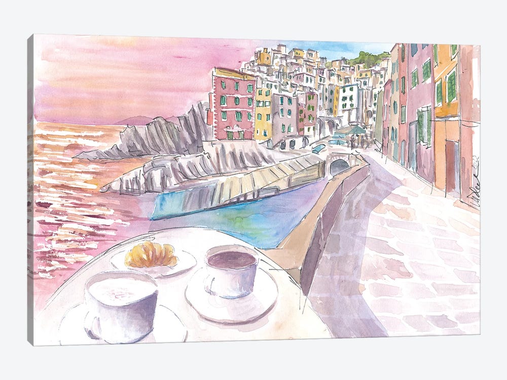 Riomaggiore Cinque Terre Relaxed Morning With Brioche And Coffee by Markus & Martina Bleichner 1-piece Canvas Artwork