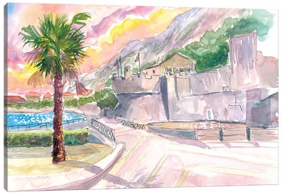 Kotor Montenegro City Walls And Seaview Canvas Art Print - Montenegro