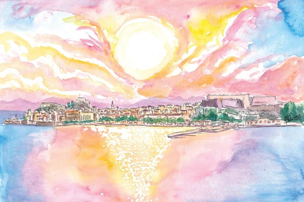 Markus & Martina Bleichner: Arriving At Romantic Corfu Kerkyra Greece With City View by Markus & Martina Bleichner