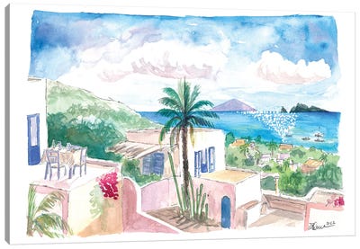 Panarea Mediterranean View With Stromboli And Aeolian Fantasies Canvas Art Print - Mediterranean Décor