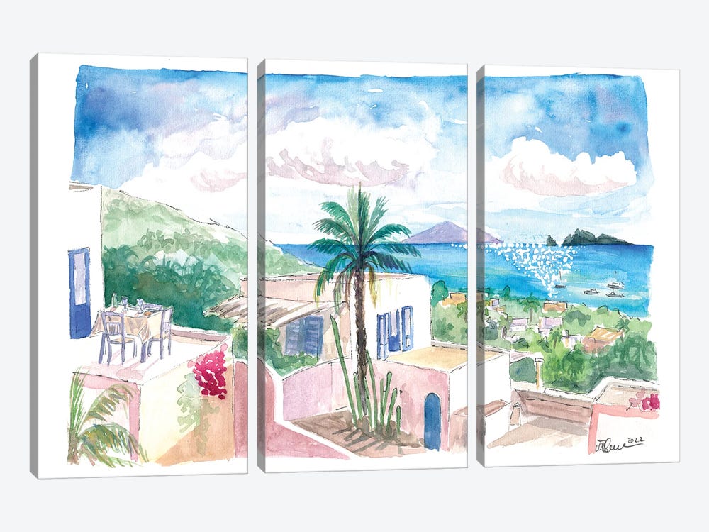 Panarea Mediterranean View With Stromboli And Aeolian Fantasies by Markus & Martina Bleichner 3-piece Canvas Artwork