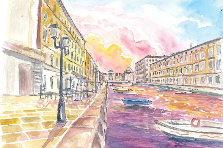 Canal Grande In Trieste Italy At Sunset