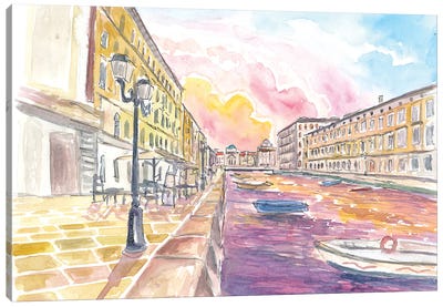 Canal Grande In Trieste Italy At Sunset Canvas Art Print