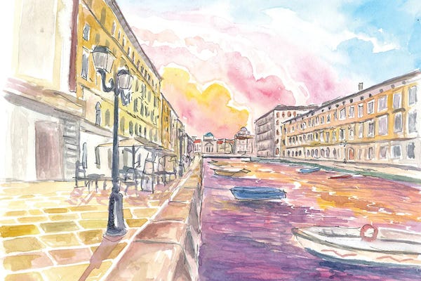 Markus & Martina Bleichner: Canal Grande In Trieste Italy At Sunset by Markus & Martina Bleichner