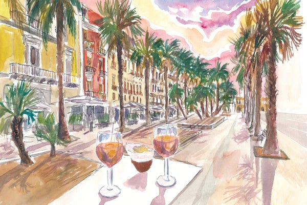 Markus & Martina Bleichner: Bari Apulia Palms And Drinks On Corso Vittorio Emanuele Ii by Markus & Martina Bleichner