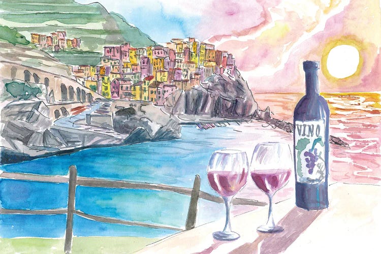 5 Terre Vibes With Wine In Manarola by Markus & Martina Bleichner wall art