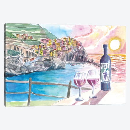 5 Terre Vibes With Wine In Manarola Canvas Print #MMB894} by Markus & Martina Bleichner Canvas Print