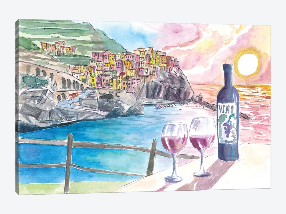 5 Terre Vibes With Wine In Manarola by Markus & Martina Bleichner 1-piece Canvas Print
