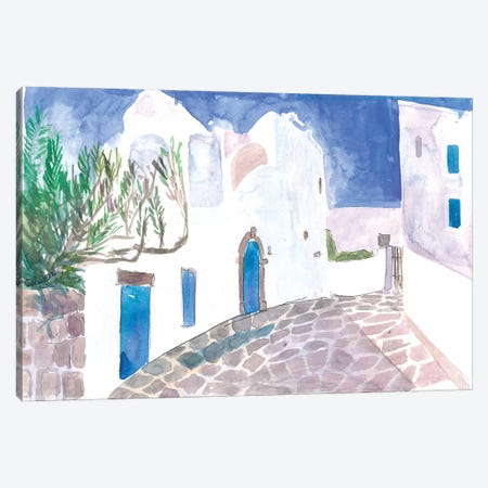 Mediterranean Alley With White Houses And Blue Doors Canvas Print #MMB896} by Markus & Martina Bleichner Canvas Print