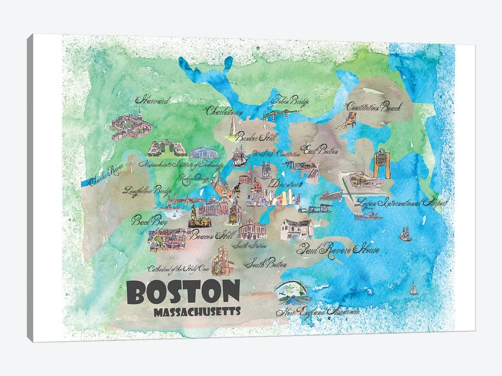 Boston, Massachusetts Travel Poster by Markus & Martina Bleichner 1-piece Art Print