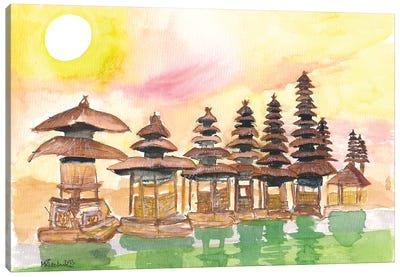 Sunset Over Stunning Balinese Temple And Garden In Indonesia Canvas Art Print - Indonesia Art