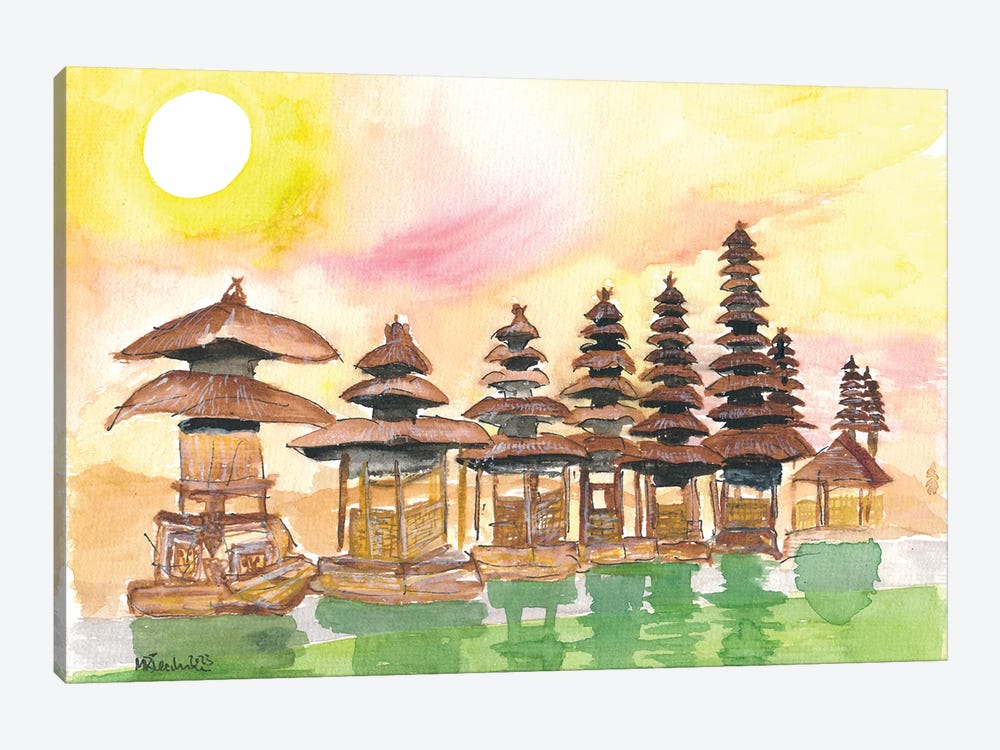 Sunset Over Stunning Balinese Temple And Garden In Indonesia by Markus & Martina Bleichner 1-piece Canvas Art