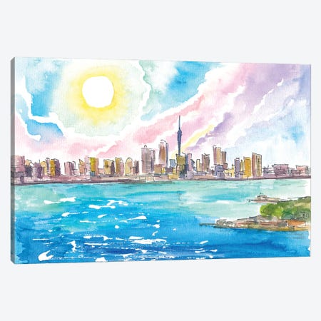 Amazing Auckland New Zealand Skyline From The Sea Canvas Print #MMB908} by Markus & Martina Bleichner Canvas Artwork