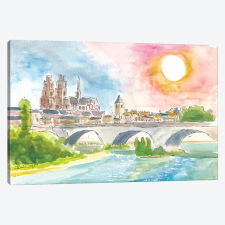 Orleans France View Of Cathedral And Loire River Canvas Print #MMB910} by Markus & Martina Bleichner Art Print