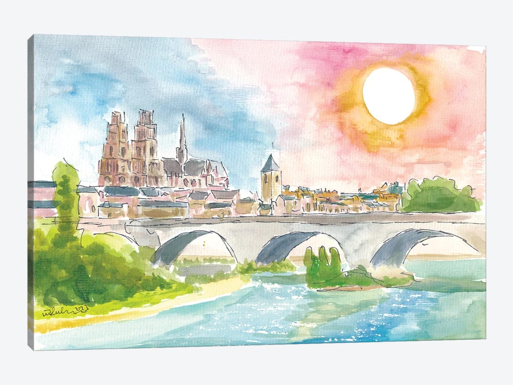 Orleans France View Of Cathedral And Loire River by Markus & Martina Bleichner 1-piece Canvas Wall Art
