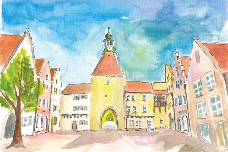 Weiden Bavaria Lower Market Square With Gate And Medieval Houses