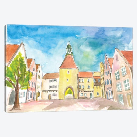 Weiden Bavaria Lower Market Square With Gate And Medieval Houses Canvas Print #MMB911} by Markus & Martina Bleichner Canvas Print
