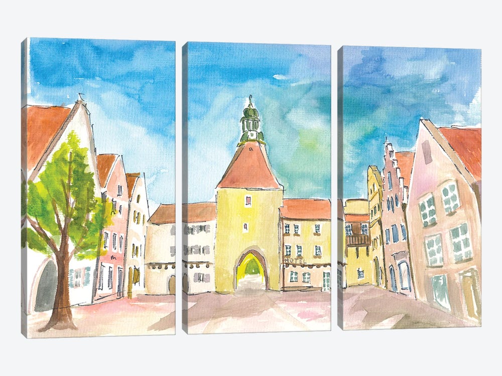 Weiden Bavaria Lower Market Square With Gate And Medieval Houses by Markus & Martina Bleichner 3-piece Art Print