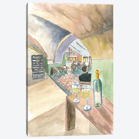 Landshut Bavaria Cafe Under The Arches Shopping And Strolling On A Saturday Canvas Print #MMB913} by Markus & Martina Bleichner Canvas Print