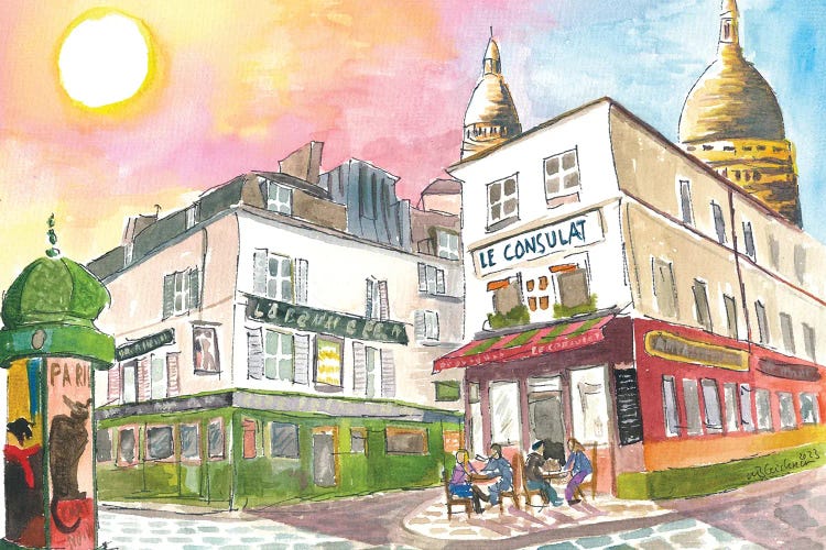 The Incredible Creative Flair Of Paris Montmartre With Cafe And Bar by Markus & Martina Bleichner wall art