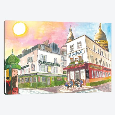 The Incredible Creative Flair Of Paris Montmartre With Cafe And Bar Canvas Print #MMB914} by Markus & Martina Bleichner Canvas Wall Art