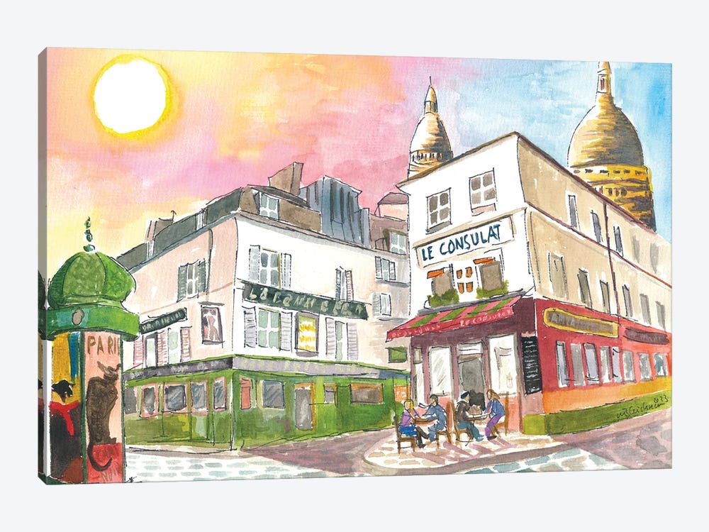 The Incredible Creative Flair Of Paris Montmartre With Cafe And Bar by Markus & Martina Bleichner 1-piece Canvas Wall Art