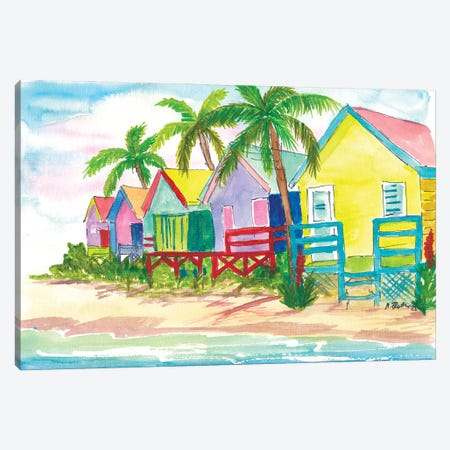 Colorful Caribbean Beach Houses For Dream Vacations Canvas Print #MMB915} by Markus & Martina Bleichner Canvas Art