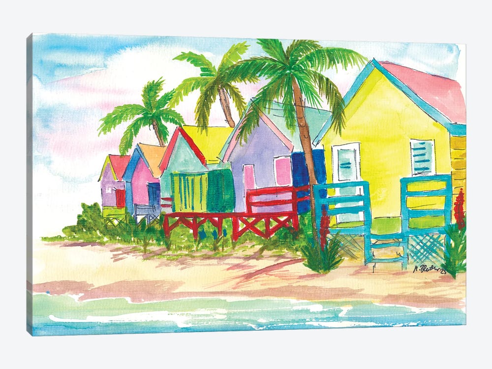 Colorful Caribbean Beach Houses For Dream Vacations by Markus & Martina Bleichner 1-piece Canvas Print