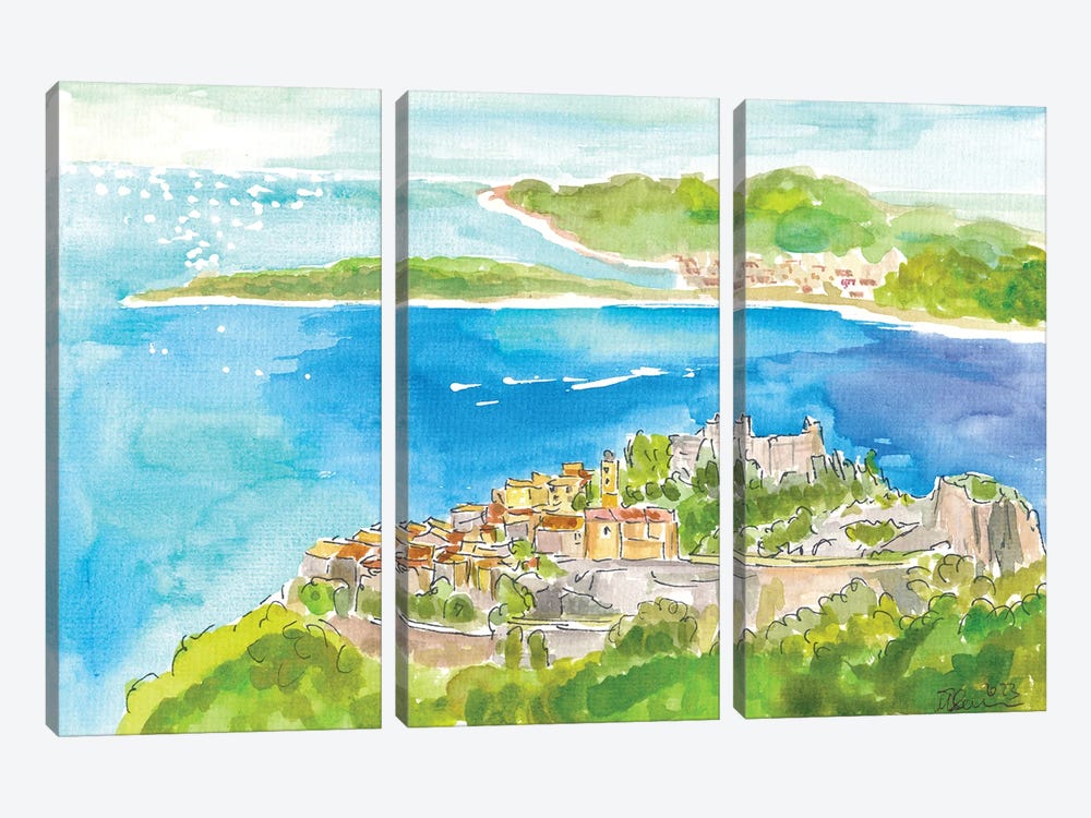French Riviera Coast With Islands And Peninsula And Cote D'Azur Dreams by Markus & Martina Bleichner 3-piece Canvas Artwork