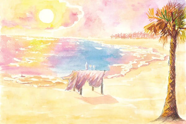 Markus & Martina Bleichner: Romantic Table For Two Lovers On The Beach At Sunset by Markus & Martina Bleichner
