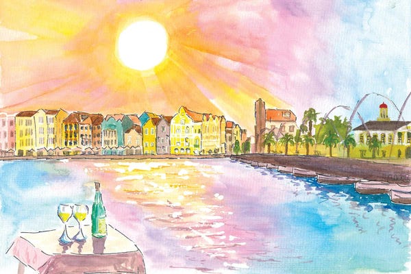 Markus & Martina Bleichner: Unforgettable Willemstad Curacao Caribbean Sunset Dinner With Queen Emma Bridge And Punda by Markus & Martina Bleichner