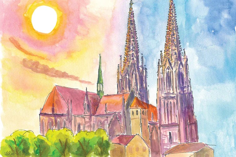 Gothic Cathedral Of Regensburg Bavaria In Warm Spring Light