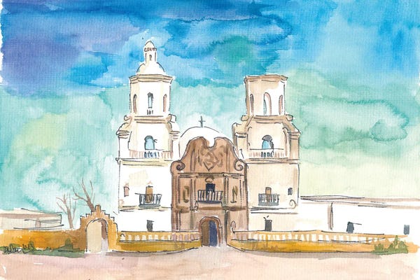 Markus & Martina Bleichner: Mission In Tucson Az White Dove Of The Desert Scene by Markus & Martina Bleichner