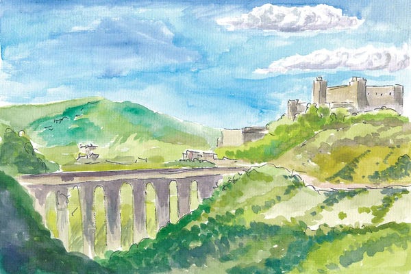 Markus & Martina Bleichner: Spoleto Italy City On Apennines Mountain Range by Markus & Martina Bleichner