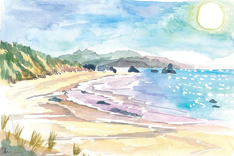 Cannon Beach Oregon View Of Ocean With Waves And Dunes by Markus & Martina Bleichner wall art